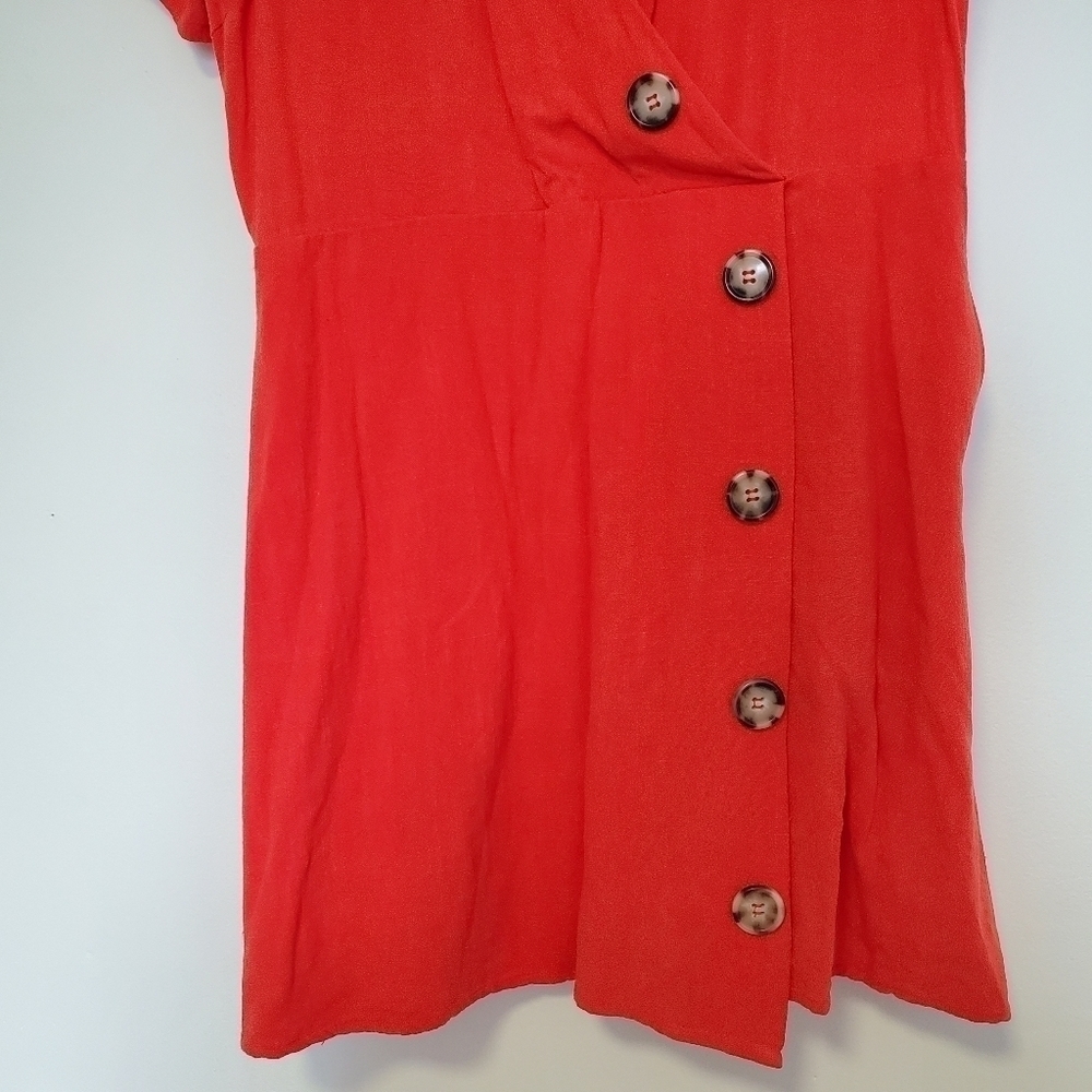 Moon River Asymmetrical Button-Down Linen Blend Mini Dress - Picture 7 of 11